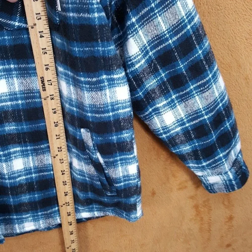 SOVEREIGN CODE Plaid Flannel Shirt Jacket Mens Medium Quilted Lining Hooded